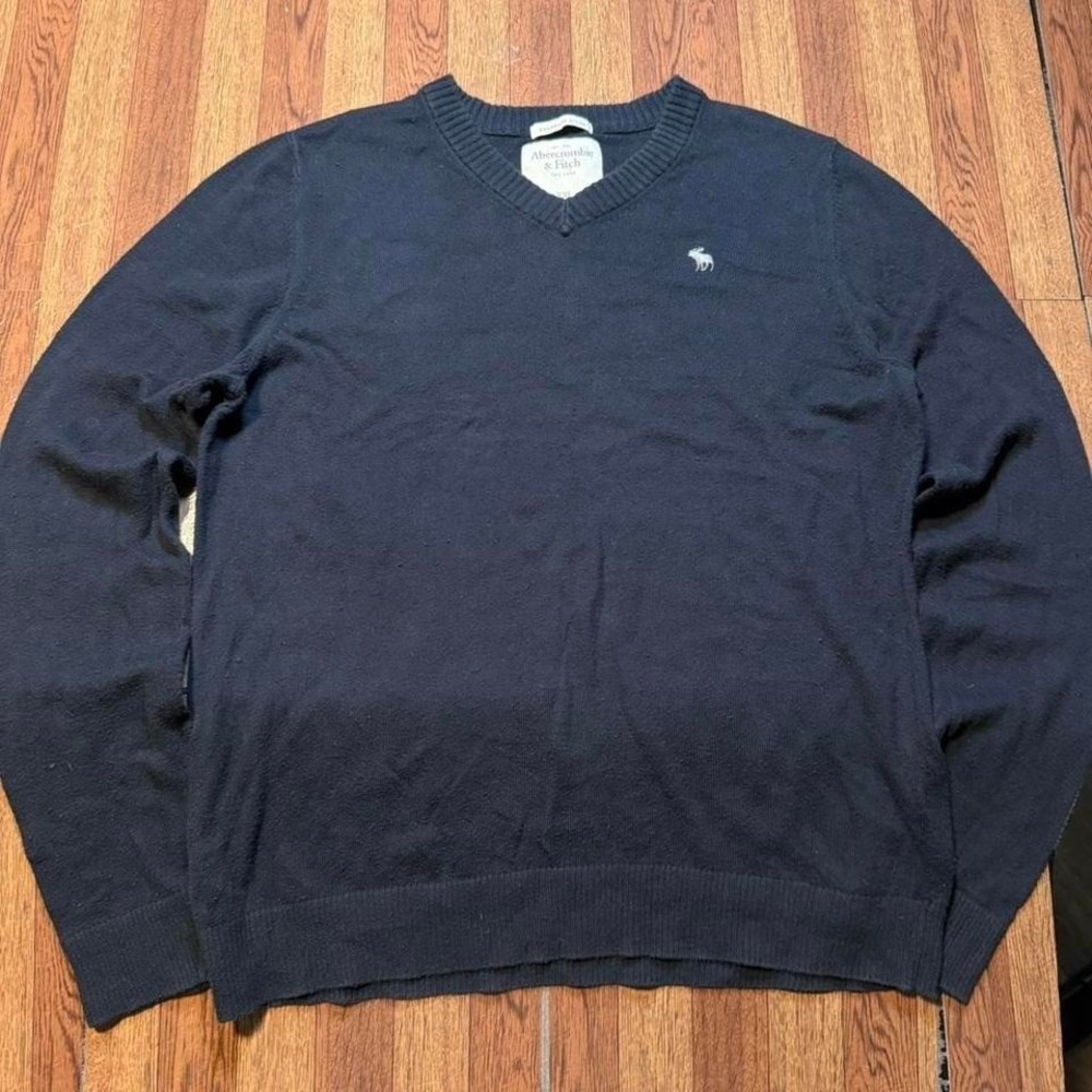 Abercrombie&Fitch Blue Vtg Cashmere Blend Moose V Sweater Fits XL